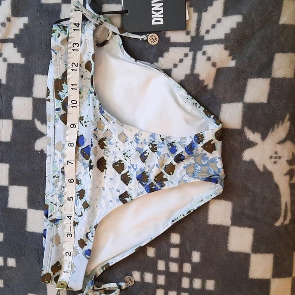 DNKY NWT Blue Brown Side Ruched Tied Bikini Bottom Size Small - Picture 4 of 9